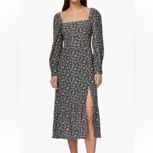 PAIGE Navy Blue Floral Long Sleeve Dress